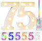 Pooqla 75th Birthday Decorations for Her Him, 35 Colors LED Light Up Numbers with Remote, Multicolor Marquee Numbers 75 Sign for Party Backdrop 75th Birthday Gift, Lighted Number 75