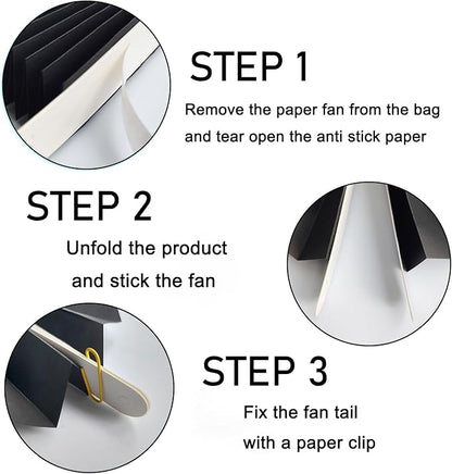 Black Party Decorations,Halloween Decor Events Accessories,Black Birthday Decorations,Anniversary Decorations for Party,Birthday Decorations for Men 16in Hanging Paper Fans 30 Color DIY Set(Black)