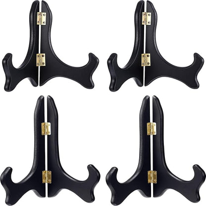 Tatuo 4 Packs Wooden Display Stand Decorative Plate Stands for Display Picture Frame Holder Easels