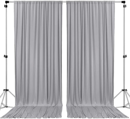 AK TRADING CO. 10 feet x 8 feet IFR Polyester Backdrop Drapes Curtains Panels with Rod Pockets - Wedding Ceremony Party Home Window Decorations - Silver