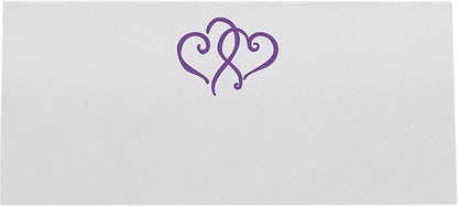 Linked Hearts Place Cards, Purple (Choose Color), Set of 25, Pre-cut and Scored - Wedding, Party, Dinner, and Special Events - Made in the USA