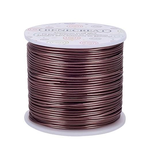 BENECREAT 15 Gauge 220FT Aluminum Wire Anodized Jewelry Craft Making Beading Floral Colored Aluminum Craft Wire - Brown