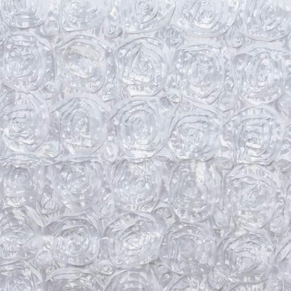 Efavormart 90"x156" Wholesale Rectangle Table Cover White Grandiose Rosette 3D Satin Tablecloth for Wedding Party Event Decoration