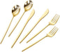 PULOTE 300PCS Gold Plastic Silverware Set Disposable - Heavy Duty Gold Utensils Set - Plastic Cutlery Disposable - Include 100 Knives, 100 Forks, 100 Spoons for Party & Wedding