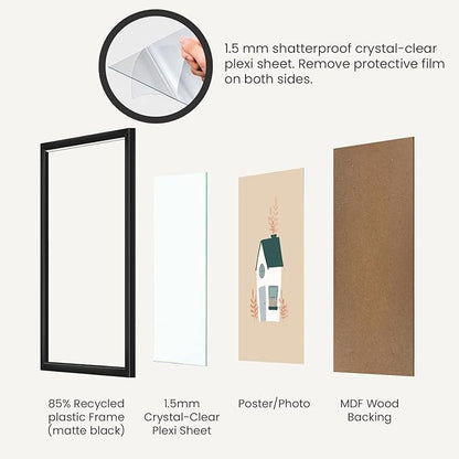 Opposite Wall - 20x30 in - Black Picture Frame - Lightweight, Versatile & Shatterproof - Wall Hanging Photo or Poster Frame - Wall Decor for Office, Gallery & Home, 51x76 cm