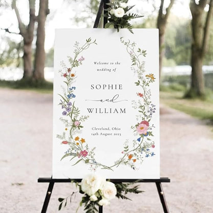 Wildflowers Floral Welcome Sign Template - Wedding Welcome Sign