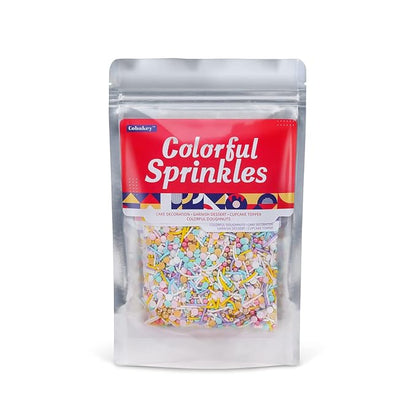 Rainbow Sprinkles for Cake Decorating 7ounce Cake sprinkles for Cupcakes Topper, Cookie Candy Decorations - Metallic Gold Sprinkles Sugar Pearls, Jimmies for Birthday wedding Celebrations Party