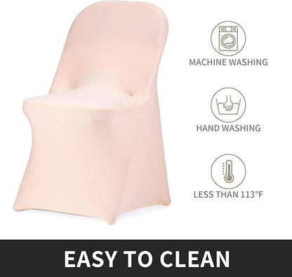 Peomeise Stretch Spandex Folding Chair Cover for Wedding Party Dining Banquet Event (Blush Pink,25pcs)