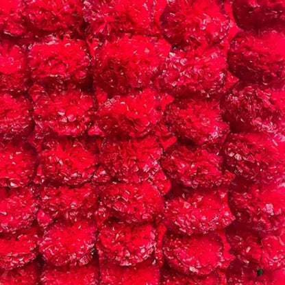 Artificial Marigold Garland for Decoration, Diwali Decorations Pack of 5 - Marigold Garland Flowers for Diwali Pooja -Traditional Indian Decoration (Red 5 PC | 4 to 4.5ft) Hashcart®