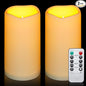 Enido Flameless Candles LED Candles Outdoor Waterproof Candles(D: 3" x H: 6") Battery Operated Plastic Pack of 2 Pillar