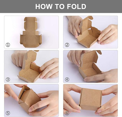 Sdootjewelry Mini Cardboard Boxes, 2.16"x 2.16" x 0.98" Mini Boxes, Jewelry Boxes Packaging 100 Packs, Brown Kraft Boxes for Ring Earrings