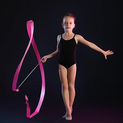 Yilloog 50 Pcs Ribbon Dancing Wands Party Favors, 78.7 Inch Artistic Gymnastics Ribbon Streamers Twirling Wands, Rainbow Birthday Decorations