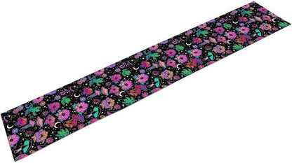 Gothic Star Moon Colorful Table Runner for Kitchen Living Room Home Party Boho Floral Table Runner 13x36 Inch