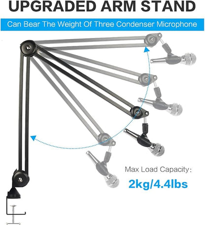 BOMGE heavy duty gaming Mic Boom Arm,Adjustable Studio Microphone Stand Arm for Blue Snowball, Blue Snowball ICE, Blue Yeti,Radio Broadcasting and Gaming