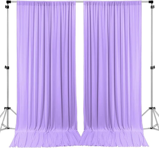AK TRADING CO. 10 feet x 8 feet IFR Polyester Backdrop Drapes Curtains Panels with Rod Pockets - Wedding Ceremony Party Home Window Decorations - Lavender
