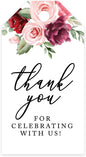 Andaz Press 100-Pack Thank You for Celebrating with Us Favor Tags Pink Burgundy Florals Cardstock Gift Tags with Bakers Twine for Wedding Baby Shower Bridal Shower Party Favors 2 x 3.75-Inches