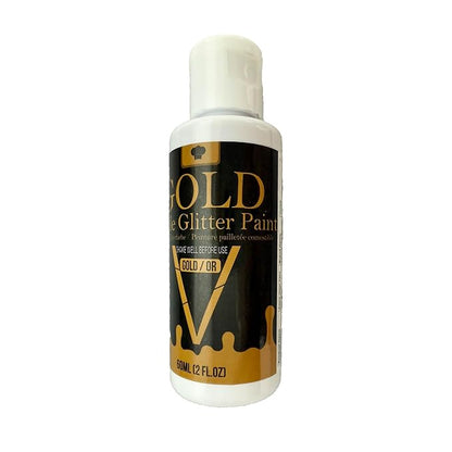 Edible Glitter Paint - 2 fl.oz / 60ml Food Safe Edible Gold Paint for Halloween Cake Decorating, Chocolate, Cocktail, Cupcakes - Gold Food Coloring Liquid Luster Dust for Candy, Drinks, Baking