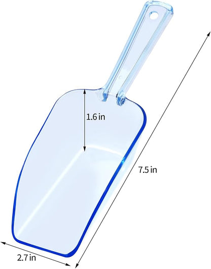 Ice Scoop Candy Buffet Containers Scoopers, Hmxpls Blue Plastic Scoop for Popcorn Cookie Candy Buckets, Podpocket Acrylic Large Scoops for Parties Wedding Bar Jars Freezer Dry Goods （6 Pack 7.5 In ）