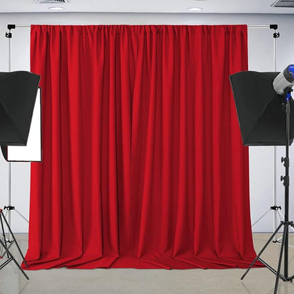 Joydeco Red Backdrop Curtain for Parties, Photography Backdrop Drapes for Christamas Wedding Decorations, Wrinkle Free 5ft x 8ft Set of 2 Panels Curtains with Rod Pockets