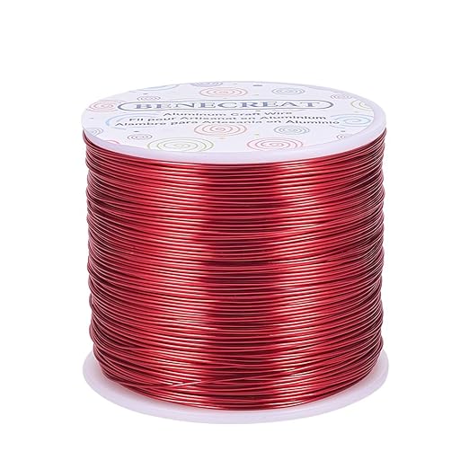 BENECREAT 20 Gauge Aluminum Wire - 770FT Anodized Colored Wire for Jewelry, Beading, Floral Crafts (FireBrick Red)