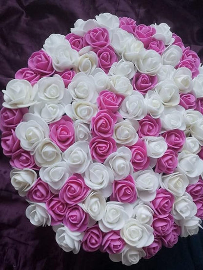 Artificial Flowers 100PCS 3CM Mini Fake Roses for DIY Wedding Bouquets Centerpieces Party Baby Shower Home Decorations (Deep Pink)