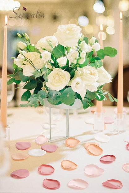 Serwalin 300Pcs Silk Rose Petals Artificial Flower Petals for Weddings Champagne Gold Petals Fake Flower Girl Petals for Wedding Flower Girl Basket Aisle Runner Bridal Shower (4 Color Mixes)
