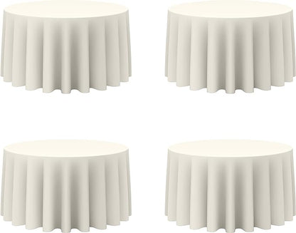 BRILLMAX 4 Pack Ivory Round Tablecloths 120 Inch - Circle Bulk Linen Polyester Fabric Washable Table Cloth Cover for Wedding Reception Banquet Birthday Party Buffet Restaurant