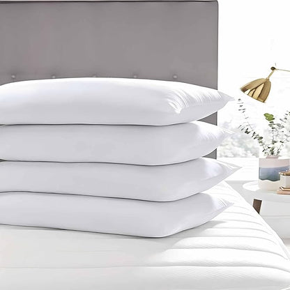 Ultra Thin Flat Soft Bed Pillows King Size Set of 2 Pack for Sleeping 20"x36", Hypoallergenic Skin Friendly Machine Washable
