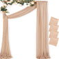 MLMC Nude Wedding Arch Draping Fabric 4 Panels 29" x 20 FT Extra Long Gauze Drapes Sheer Backdrop Curtains 6.6 Yards Outdoor Drapery Panels for Wedding Ceremony Party Ceiling Decoration