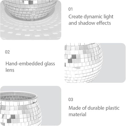 6 Pcs Disco Ball Vases,6" X 6.7" Disco Ball Centerpieces Decor,Silver Mirror Plastic Vase Disco Ball Planter for Wedding,Birthday,Office Table Decorations