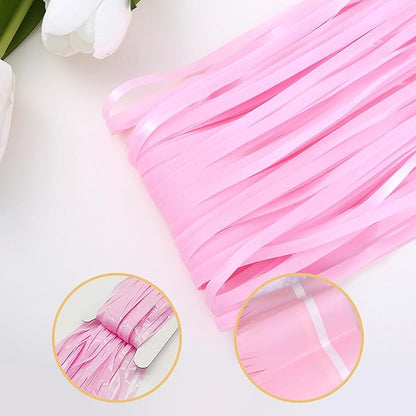 5 Pack Pink Foil Curtain Backdrop 3.2ft x 8.2ft Tinsel Foil Fringe Curtains Macaron Photo Booth Streamer Backdrop for Party Decorations Birthday Baby Shower Bachelorette Holiday Decor (Pastel Pink)