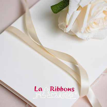 LaRibbons Nude Satin Ribbon 1 Inch 25 Yards Double Faced Silk Ribbon for Flower Bouquet Crafts Gift Wrapping Wedding Party Decoration