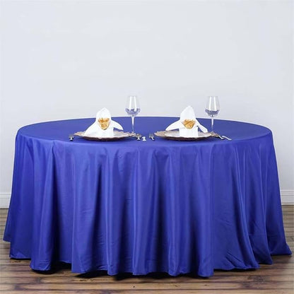 Efavormart Round Tablecloth, 120 Inch Stain & Wrinkle Resistant Washable Table Cloth, Decorative Polyester Fabric Table Cover for Banquet, Wedding, Dining - Royal Blue