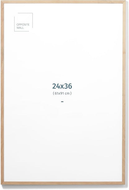Opposite Wall - 24x36 in - Natural Solid Oak Wood Picture Frame - Lightweight, Versatile & Shatterproof - Large Wall Hanging Photo or Poster Frame - Wall Decor for Office, Gallery & Home