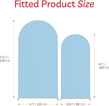 Set of 2 Arch Backdrop Cover High Elastic Wrinkle-Resistant Arch Cover Spandex Fabric Thick Opaque Round Top Chiara Backdrop for Wedding Birthday Baby Shower Garden 6FT, 7.2FT, Dusty Blue