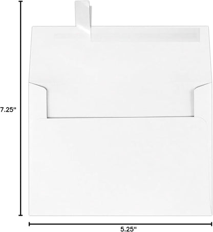 LUXPaper A7 Invitation Envelopes | Peel & Press | 5 1/4" x 7 1/4" | Brilliant White | 80lb. Text | 100% Cotton | 250 Qty