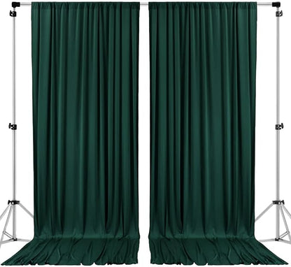 AK TRADING CO. 10 feet x 10 feet Black Polyester Backdrop Drapes Curtains Panels with Rod Pockets - Wedding Ceremony Party Home Window Decorations Hunter Green