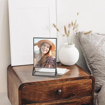 Acrylic Sign Holder 5x7 Display Stand, Clear and Stable Table Plastic Paper Holder, Acrylic Frames for Home Office Shop Photo Frames Exhibition Black (6pcs)