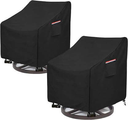 Okcool Outdoor Swivel Chair Cover 2 Pack,Outdoor Furniture Patio Chair Covers Waterproof Clearance,(33"W x 35"D x 38.5"H) Outdoor Lawn Patio Furniture Covers,Black