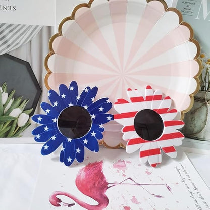 American Flag Glasses 8pcs, Fourth 4th of July Party Accessories, USA Veterans Day decoration Memorial Day Patriotic Party Red White and Blue Photo Booth Props Favor