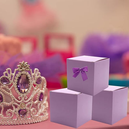 25 Pcs Purple Paper Gift Boxes, Small Candy Treat Boxes Bulk, 3x3x3 inch Gift Box with Lids for Party Favors, Birthday Gifts, Wedding Gifts