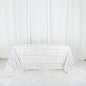 Efavormart 90"x156" Wholesale Rectangle Table Cover White Grandiose Rosette 3D Satin Tablecloth for Wedding Party Event Decoration
