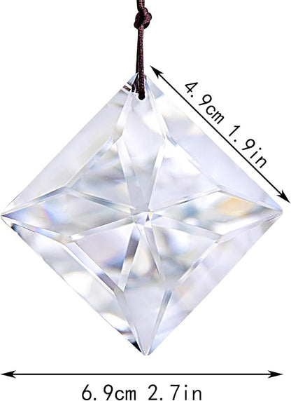 HDCRYSTALGIFTS 2PCS 50mm Clear Crystal Sun Catcher Prisms, Hanging Suncatchers with Glass Prism, Rainbow Maker for Windows, Balcony, Kitchen, Garden Decoration