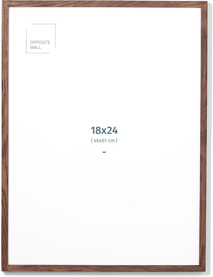 Opposite Wall - 18x24 in - Dark Solid Oak Wood Picture Frame - Lightweight, Versatile & Shatterproof - Wall Hanging Poster or Photo Frame - Wall Decor for Office, Gallery & Home