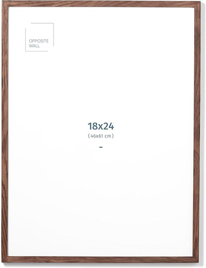 Opposite Wall - 18x24 in - Dark Solid Oak Wood Picture Frame - Lightweight, Versatile & Shatterproof - Wall Hanging Poster or Photo Frame - Wall Decor for Office, Gallery & Home