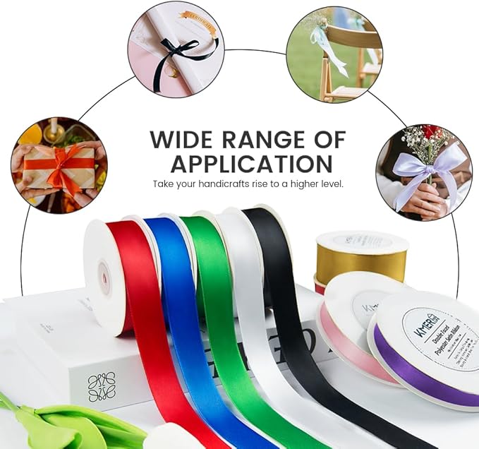 KMER LIFE 5/8 inch x 25 Yards Double Faced Polyester Ivory Satin Ribbon, Perfect for Gift Wrapping Very Suitable for Weddings Party Hair Bow Invitation Decorations and More