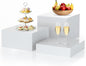 3Pcs White Buffet Risers Acrylic Boxes Display Food Risers for Buffet Table Platter Parties Weddings Catering Dessert Collectibles Figures Show ( 6''x7''x8'')