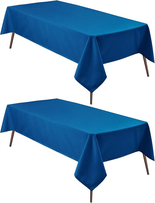 Hiasan 2 Pieces Royal Blue Tablecloth Rectangle - Waterproof and Washable Fabric Table Cloth for Card Tables, 54 x 120 Inch