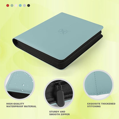 Trading Card Binder, Card Binder 9 Pocket for Trading Cards, Holds 540 Cards, Zippered Premium Card Collection Binder Album for Game Card, Sports Card, Yugioh, MTG (Sky Blue)