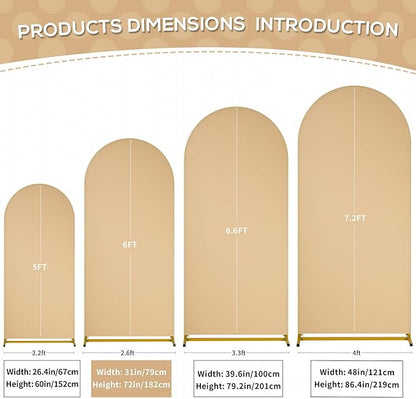 SoarDream Khaki Spandex Arch Cover 6FT Wedding Arch Backdrop Cover Stretchy Backdrop Chiara Wall Arch Stand Cover for Wedding Birthday Balloon Decorations- Ideal for Balloon Arches